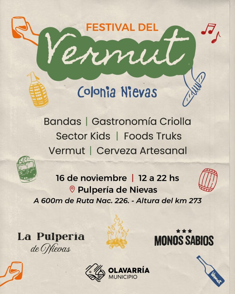 Olavarría realizará la primera Fiesta de Vermut en Colonia Nievas