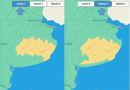 Alerta amarilla por tormentas - Jueves y Viernes Jueves 4 (Tarde) – Viernes 5 (Tarde)