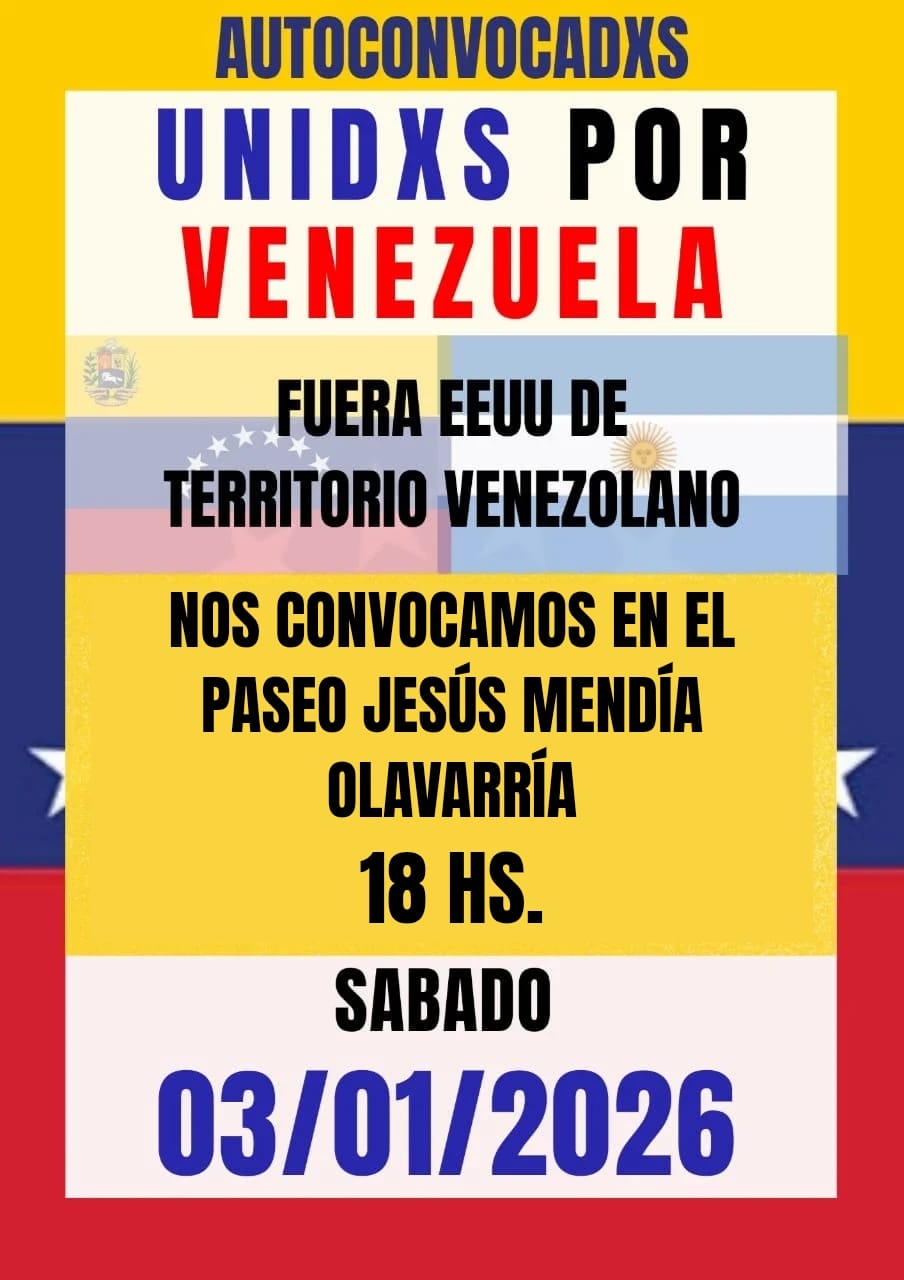 Nos reunimos en Olavarría en solidaridad con Venezuela 🇻🇪 ante la agresión de EEUU.