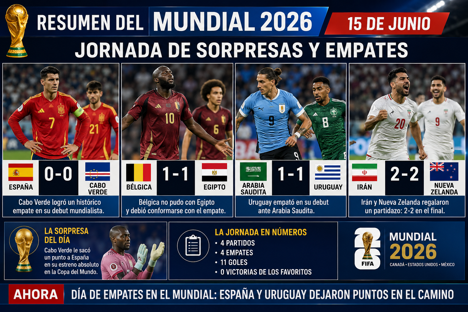RESUMEN DEL MUNDIAL 2026 – 15 DE JUNIO