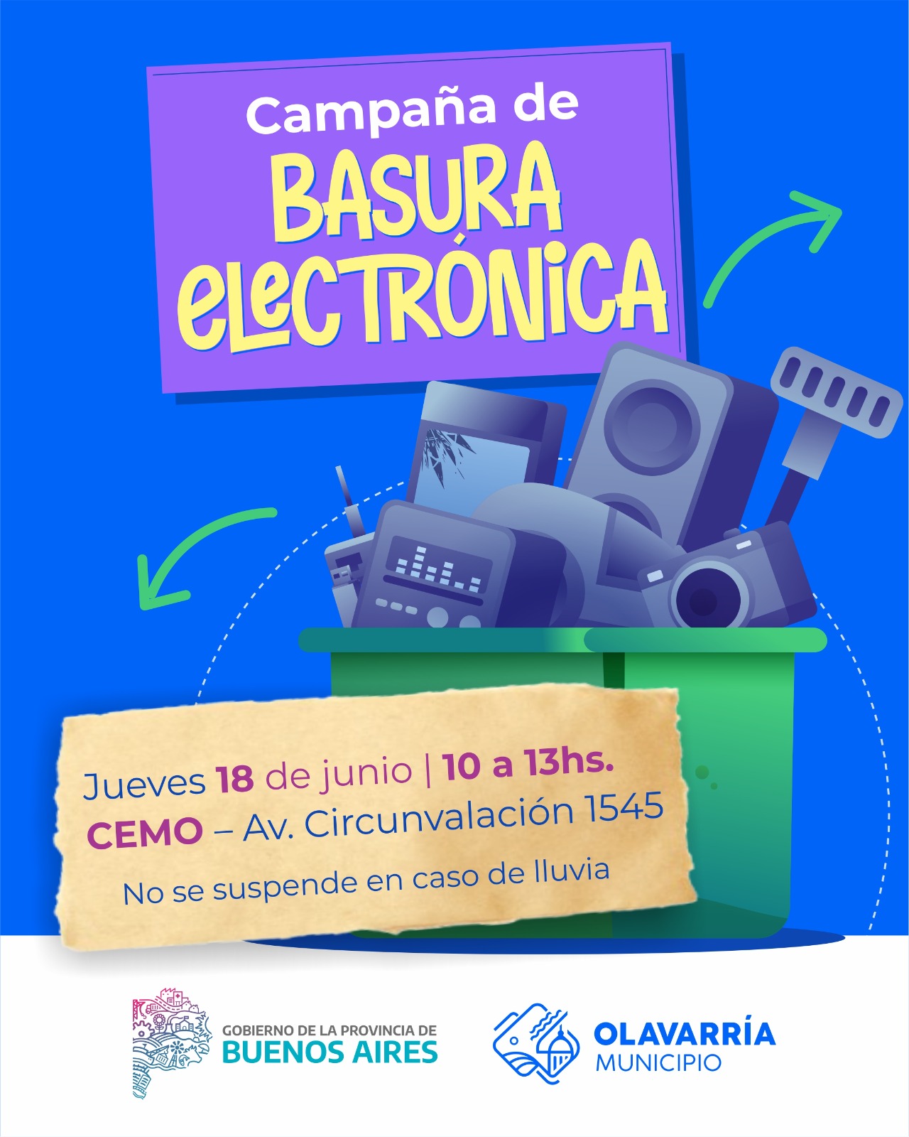 Este jueves se realizará una nueva campaña de recolección de basura electrónica.