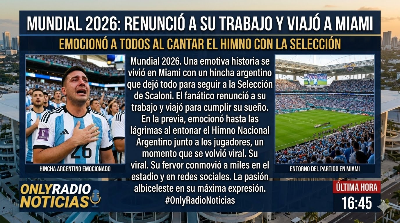 RENUNCIÓ A SU TRABAJO, VIAJÓ A MIAMI Y EMOCIONÓ A TODOS AL CANTAR EL HIMNO CON LA SELECCIÓN.