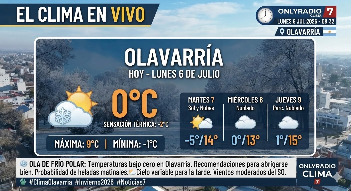 🌡️ Pronóstico del tiempo para Olavarría
