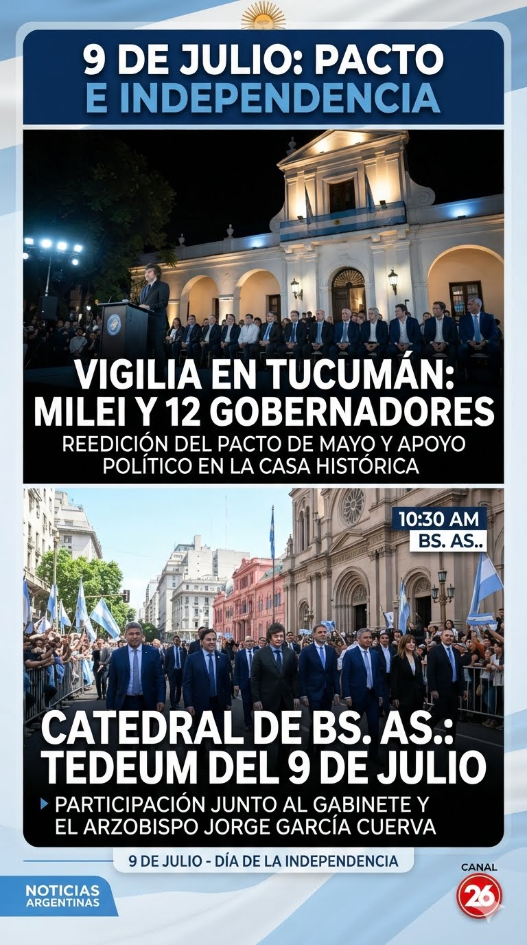 Javier Milei reúne a 12 gobernadores en Tucumán y encabezará el Tedeum por el 9 de Julio