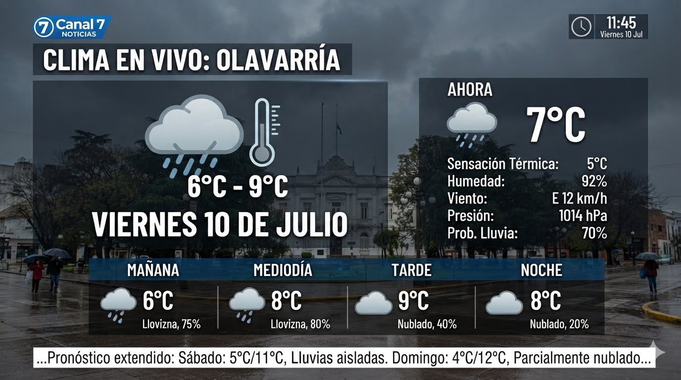 el pronóstico para hoy, 10 de julio , en Olavarría,  una jornada invernal