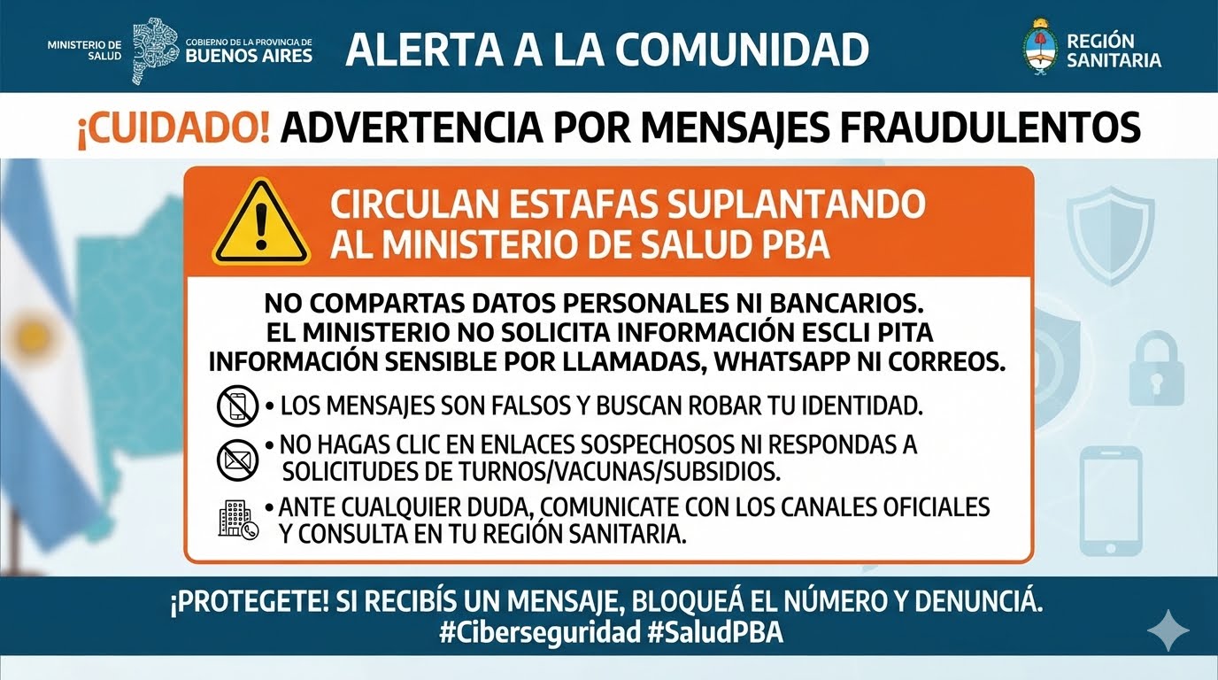 REGIÓN SANITARIA ALERTÓ SOBRE INTENTOS DE HACKEOS Y ESTAFAS