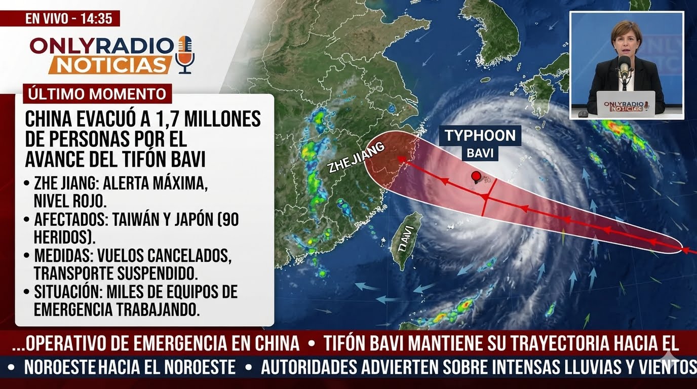 China evacuó a 1,7 millones de personas por el avance del tifón Bavi