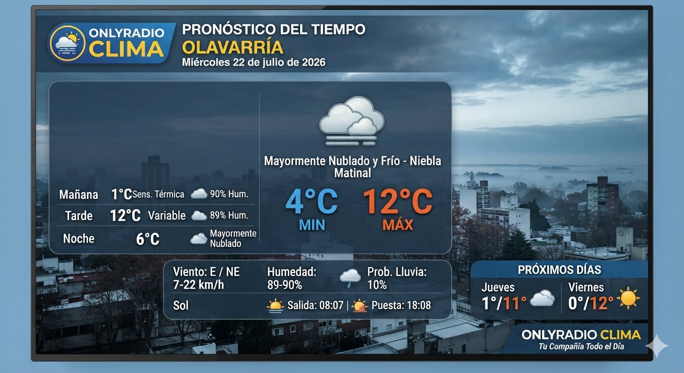 🌤️ PRONÓSTICO DEL TIEMPO – OLAVARRÍA