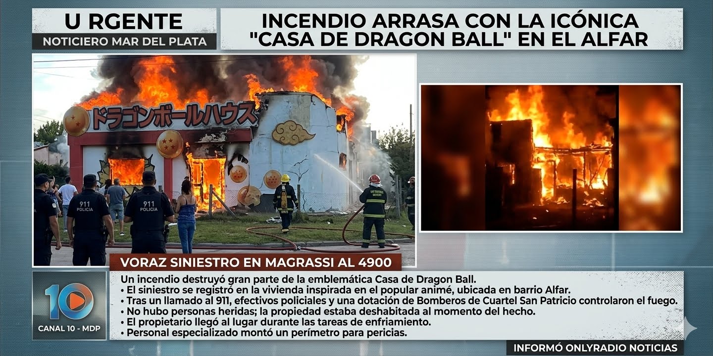 Un incendio destruyó gran parte de la emblemática Casa de Dragon Ball en Mar del Plata