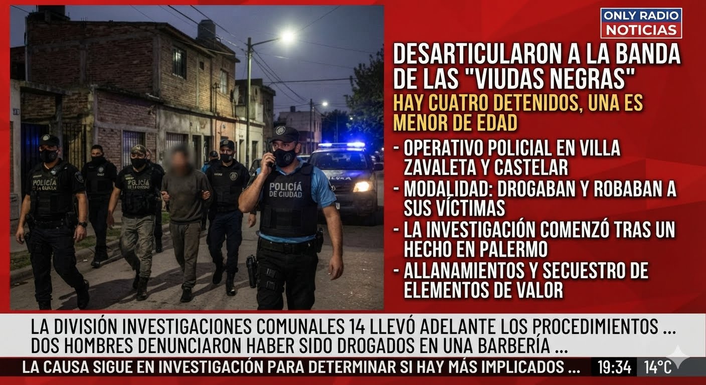 Desarticularon una banda de viudas negras hay cuatro detenidos, una de ellas menor de edad