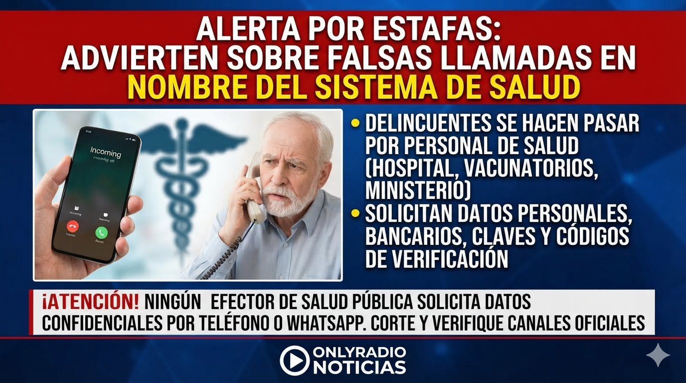 Alerta por estafas advierten sobre falsas llamadas en nombre del sistema de salud.