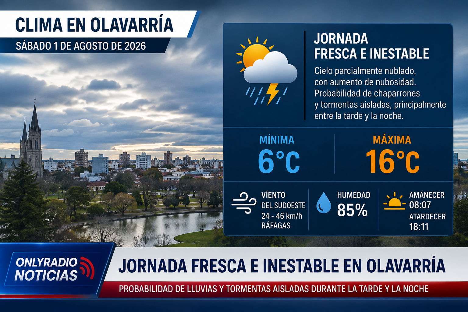 PRONÓSTICO DEL TIEMPO – OLAVARRÍA  SÁBADO 1 DE AGOSTO