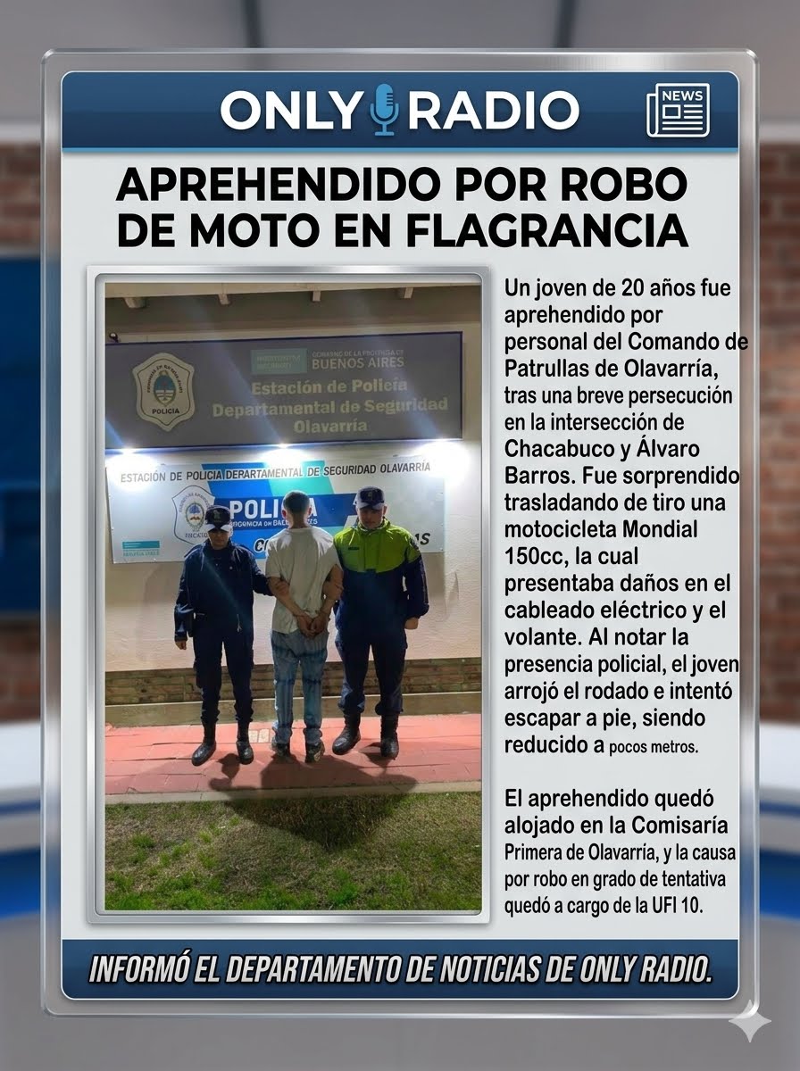 🚨 Lo sorprendieron robando una moto y cayó tras una breve persecución
