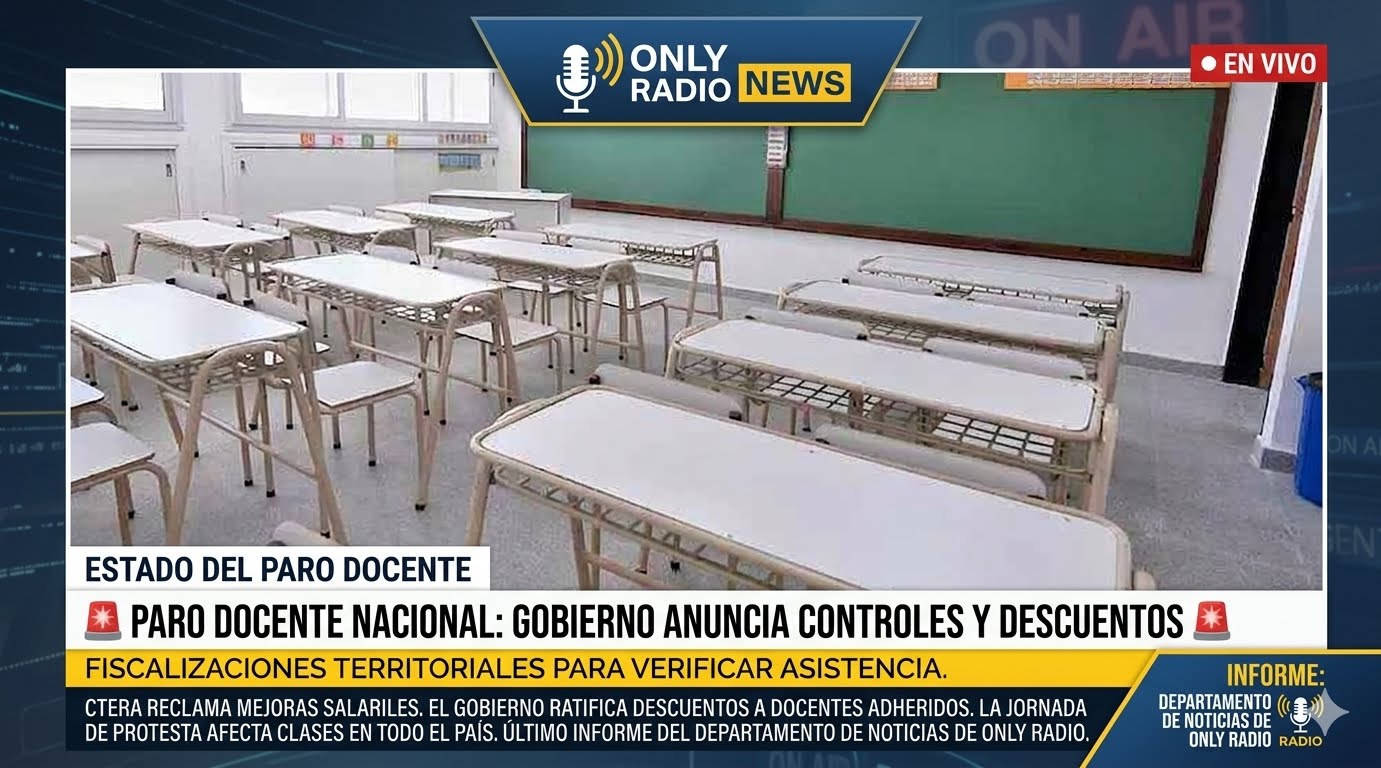 🚨 Paro docente nacional: el Gobierno anunció controles y descuentos a quienes adhieran