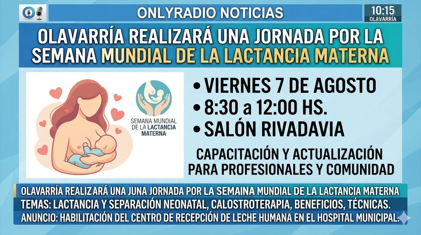 OLAVARRÍA REALIZARÁ UNA JORNADA POR LA SEMANA MUNDIAL DE LA LACTANCIA MATERNA.