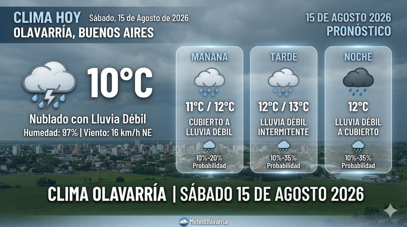 CLIMA EN OLAVARRÍA – SÁBADO 15 DE AGOSTO