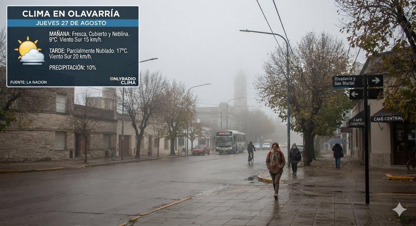 🌤️ Clima en Olavarría – jueves 27 de agosto