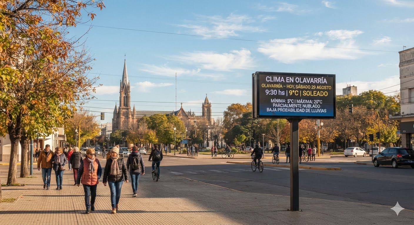 🌤️ Clima en Olavarría – hoy, sábado 29 de agosto