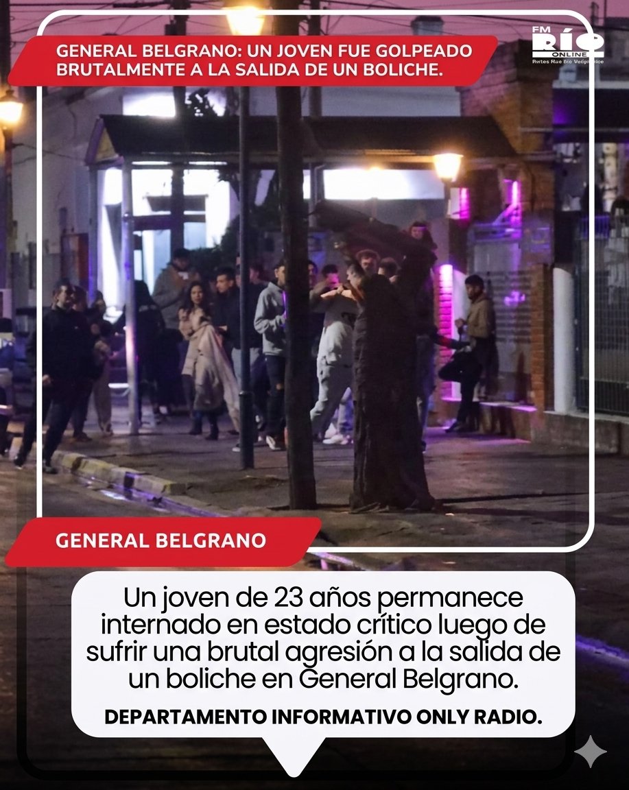 General Belgrano un joven fue golpeado brutalmente a la salida de un boliche.