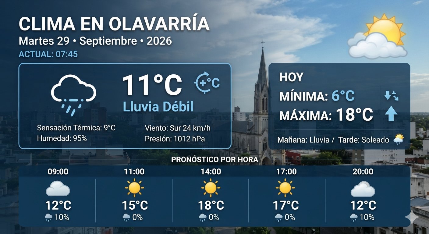 🌦️ CLIMA EN OLAVARRÍA — MARTES 29 DE SEPTIEMBRE
