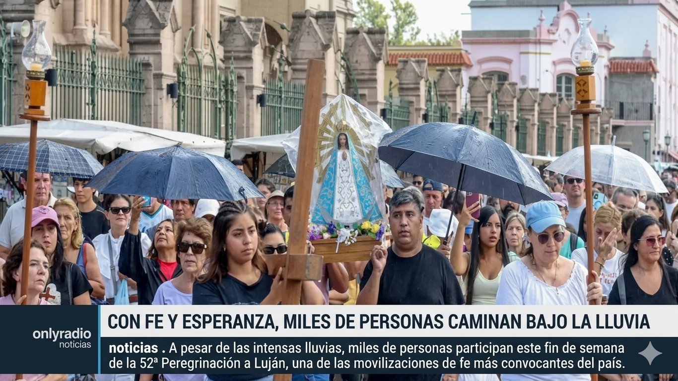 PEREGRINACIÓN A LUJÁN CON FE Y ESPERANZA, MILES DE PERSONAS CAMINAN BAJO LA LLUVIA