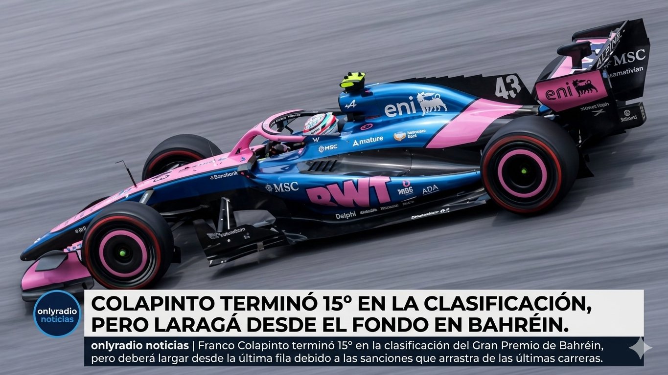 COLAPINTO TERMINÓ 15° EN LA CLASIFICACIÓN, PERO LARGARÁ DESDE EL FONDO EN BAHRÉIN.