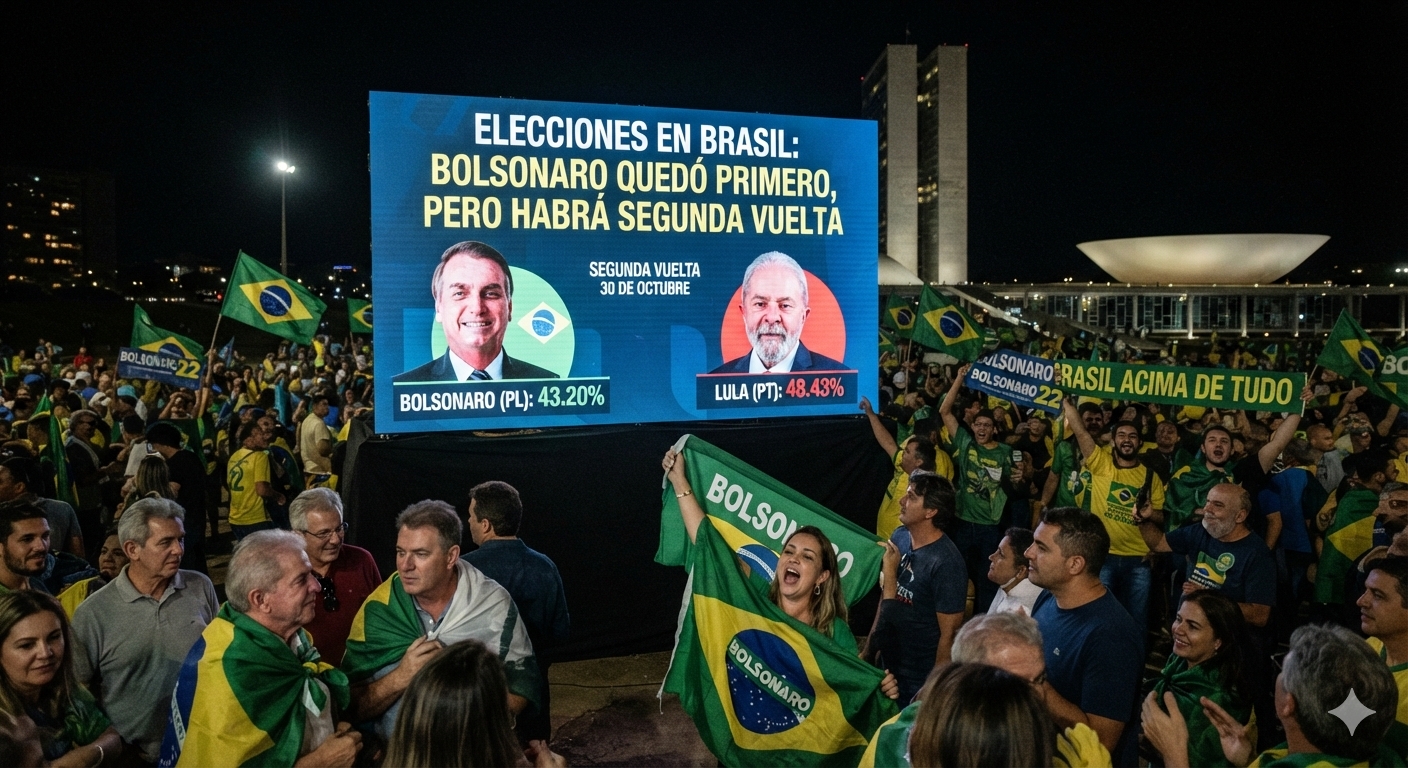 ELECCIONES EN BRASIL: BOLSONARO QUEDÓ PRIMERO, PERO HABRÁ SEGUNDA VUELTA.