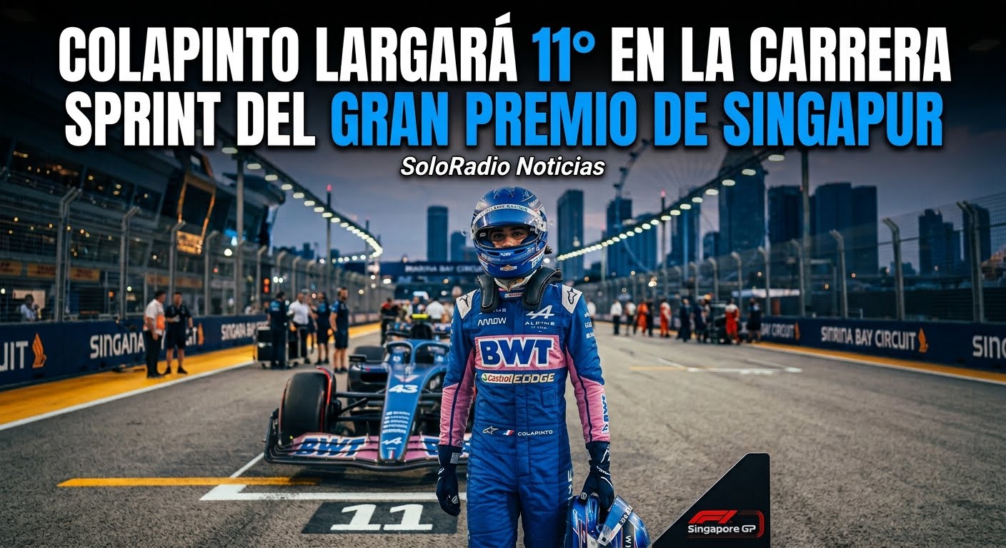 COLAPINTO LARGARÁ 11° EN LA CARRERA SPRINT DEL GRAN PREMIO DE SINGAPUR.