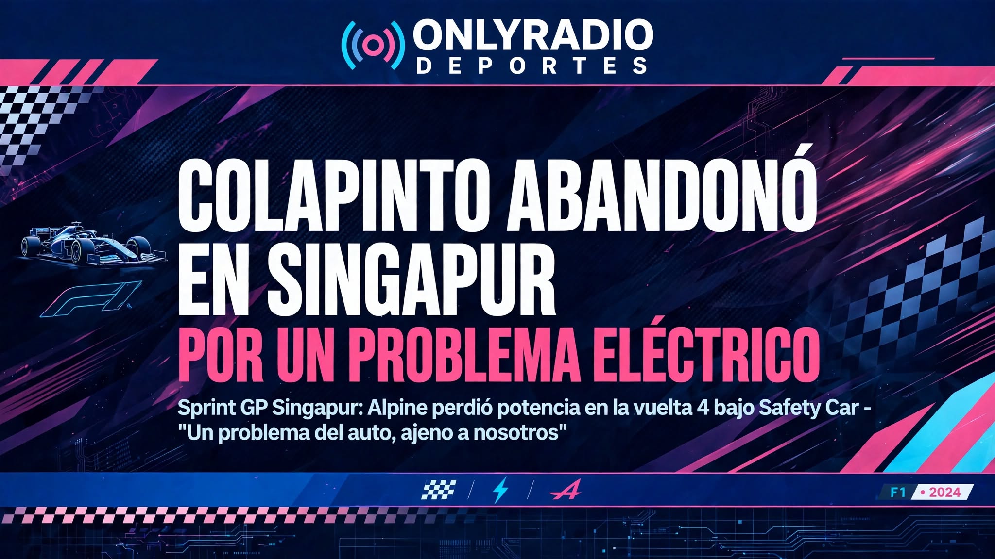 COLAPINTO ABANDONÓ EN SINGAPUR POR UN PROBLEMA ELÉCTRICO.