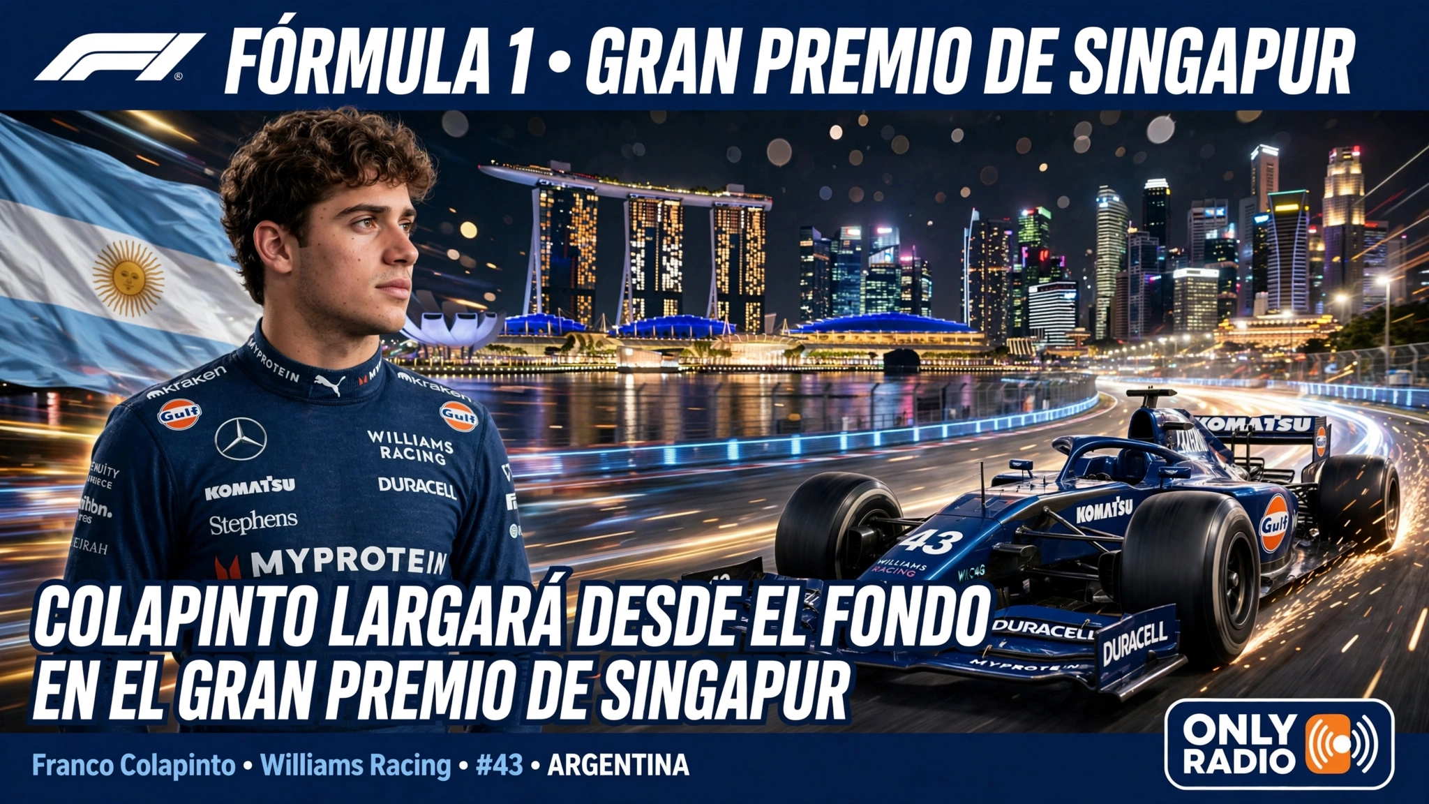 COLAPINTO LARGARÁ DESDE EL FONDO EN EL GRAN PREMIO DE SINGAPUR.