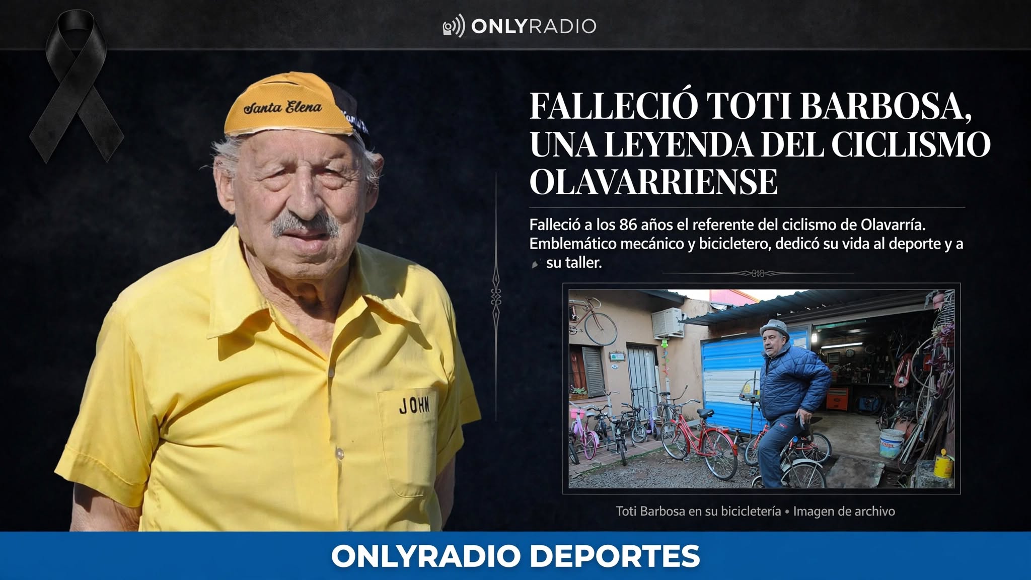 FALLECIÓ TOTI BARBOSA, UNA LEYENDA DEL CICLISMO OLAVARRIENSE