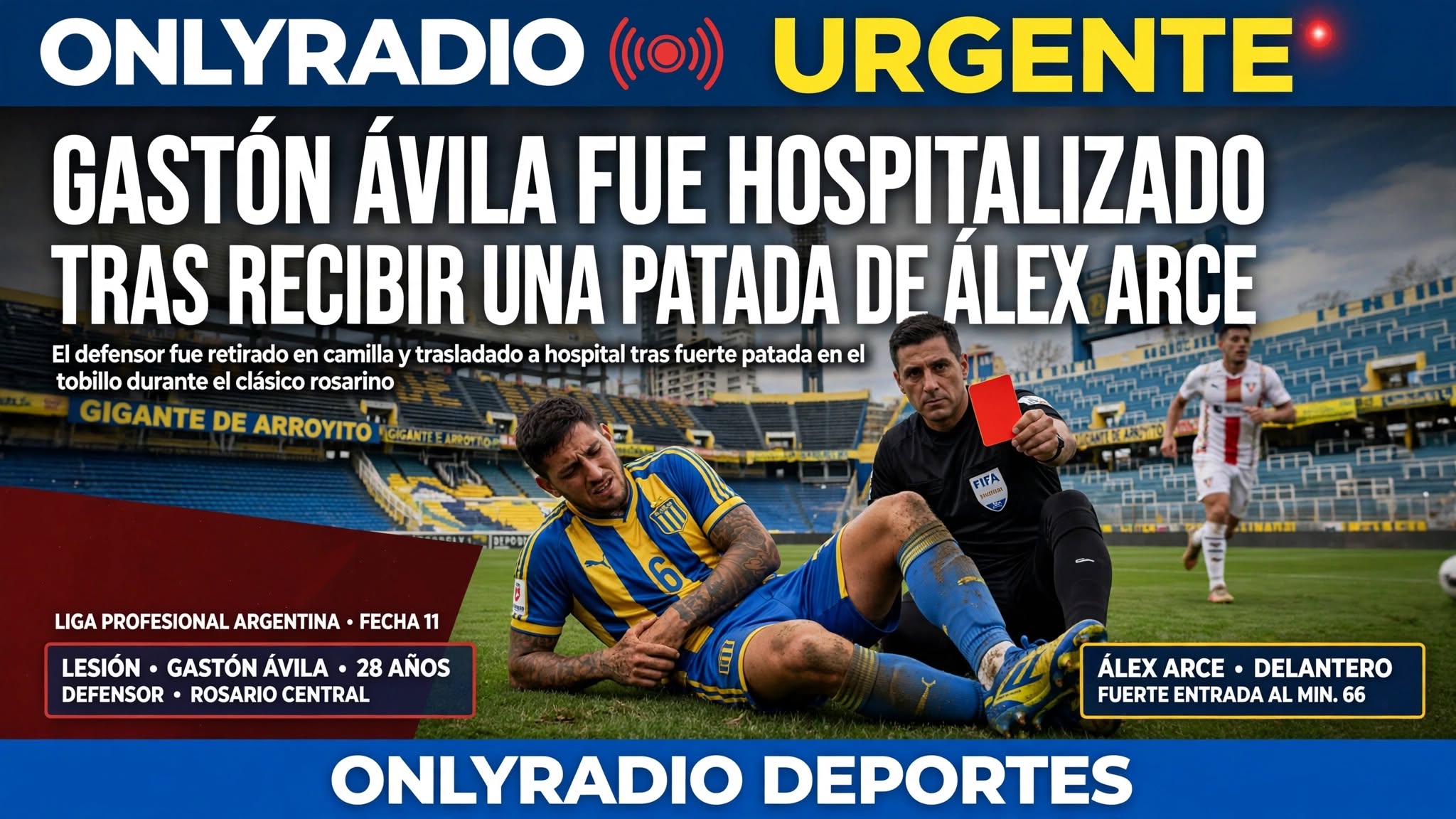 GASTÓN ÁVILA FUE HOSPITALIZADO TRAS RECIBIR UNA PATADA DE ÁLEX ARCE.