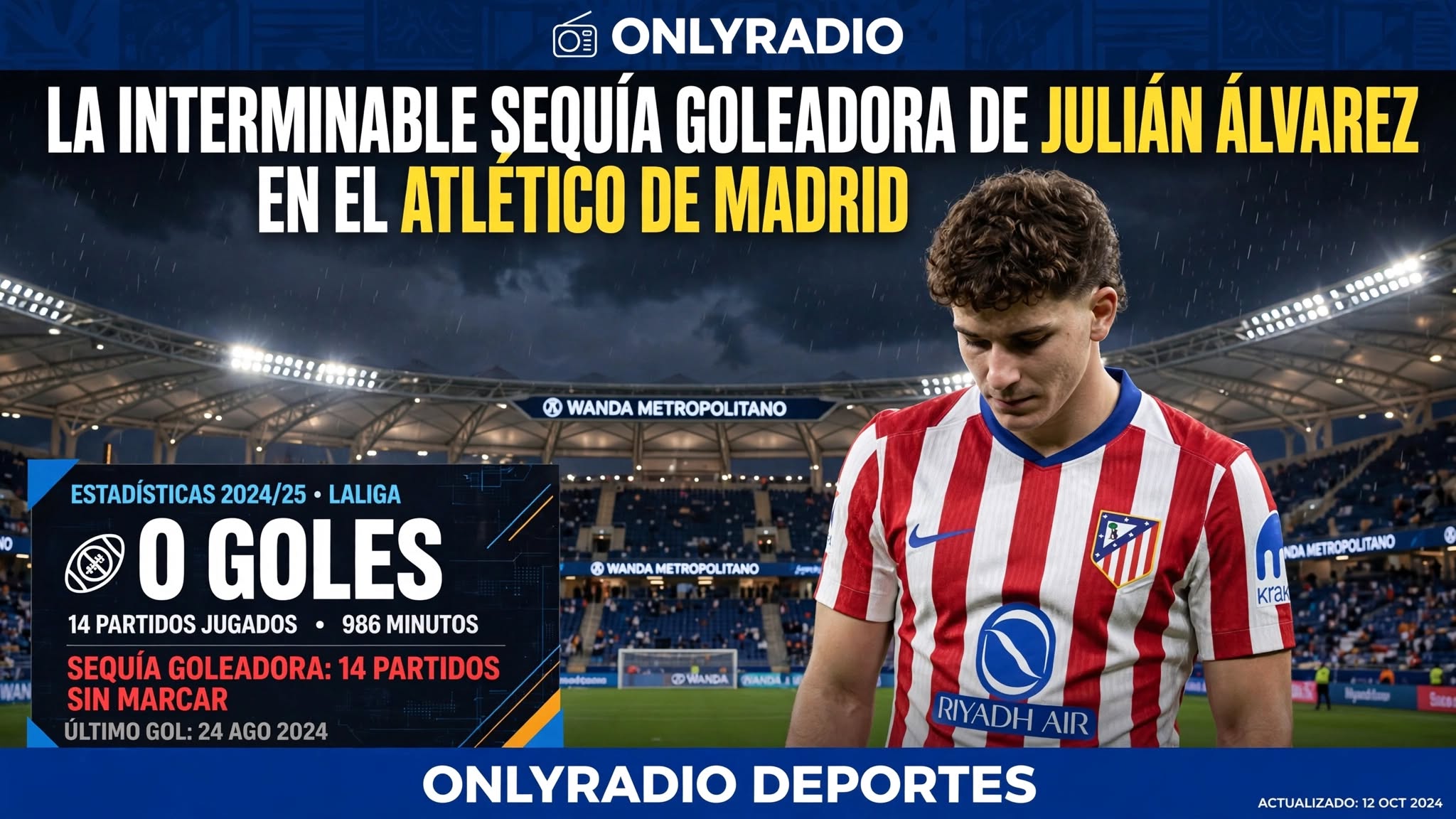 LA INTERMINABLE SEQUÍA GOLEADORA DE JULIÁN ÁLVAREZ EN EL ATLÉTICO DE MADRID