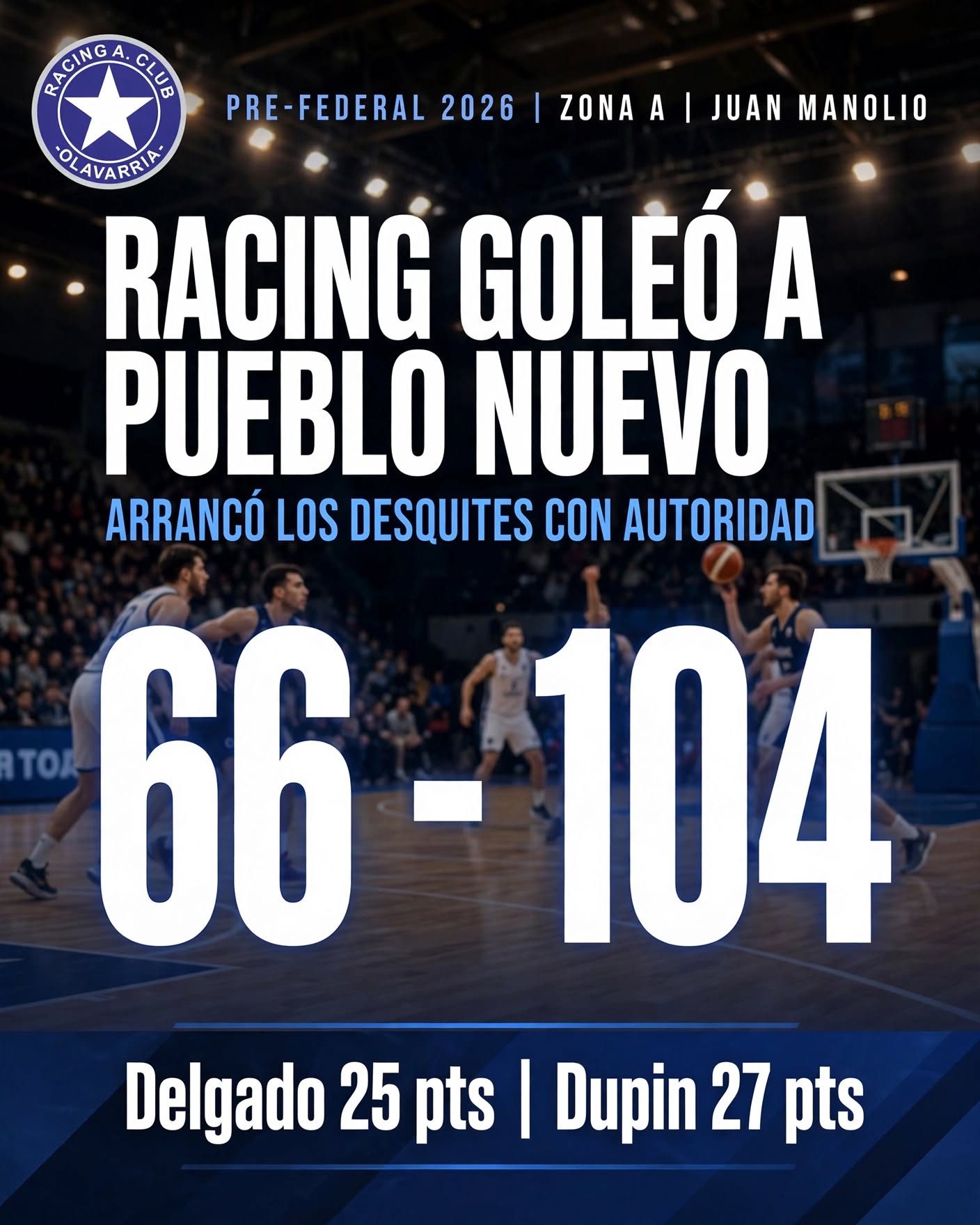 RACING GOLEÓ A PUEBLO NUEVO Y ARRANCÓ LOS DESQUITES CON AUTORIDAD