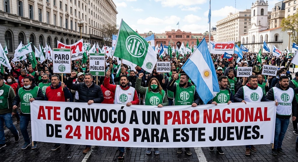 ATE CONVOCÓ A UN PARO NACIONAL DE 24 HORAS PARA ESTE JUEVES