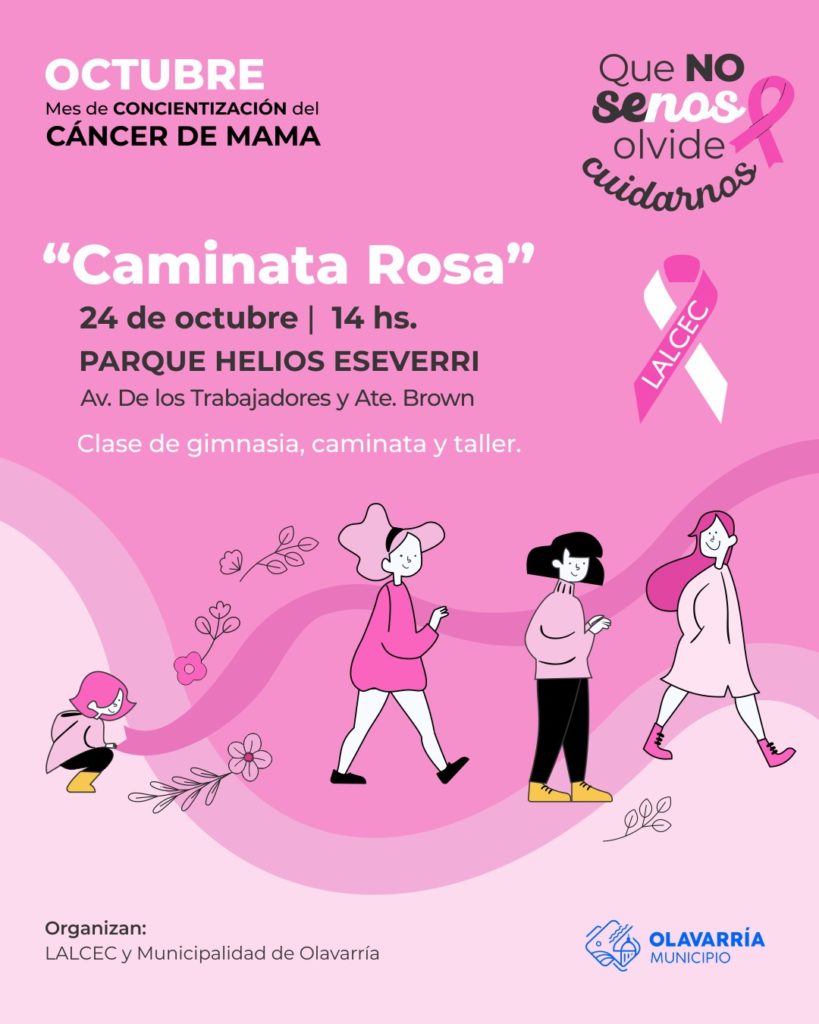 ESTE SÁBADO SE REALIZARÁ UNA NUEVA EDICIÓN DE LA CAMINATA ROSA EN OLAVARRÍA.
