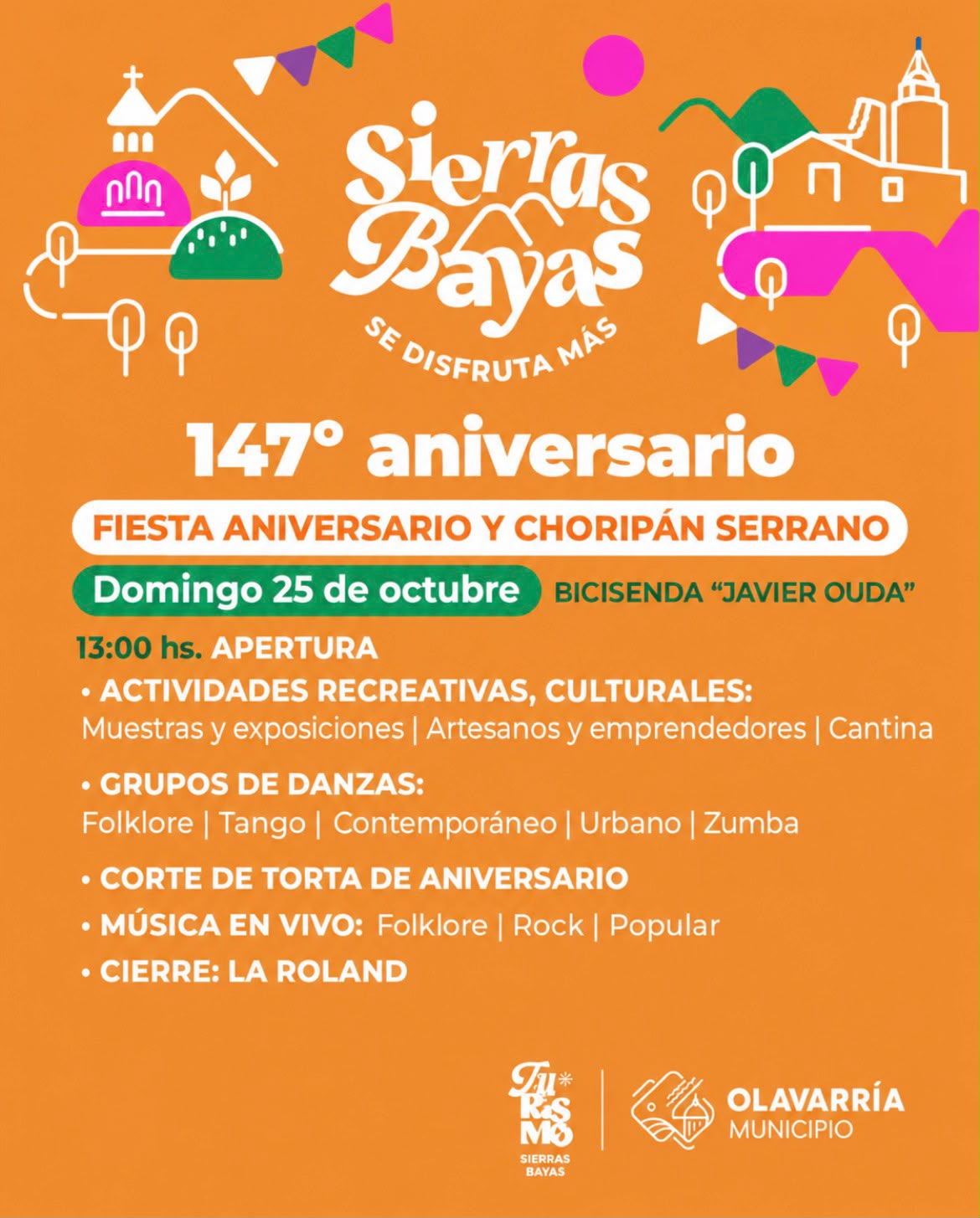 SIERRAS BAYAS CELEBRA SU 147° ANIVERSARIO CON ACTIVIDADES Y FERIA.